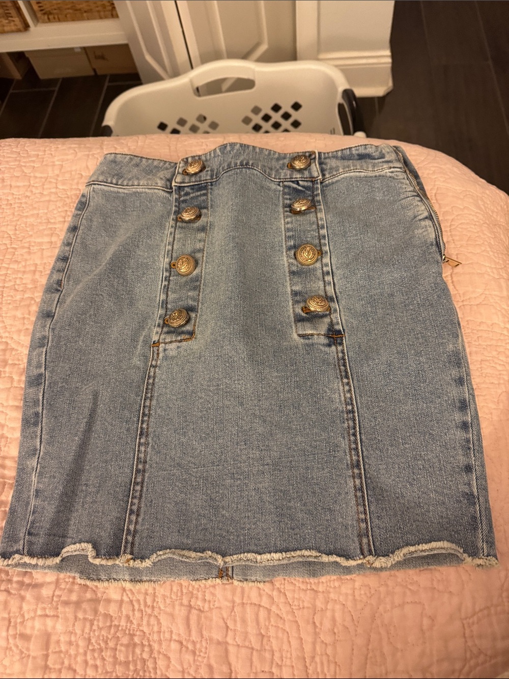 Generation love Light Blue Denim Button-Front Mini Skirt